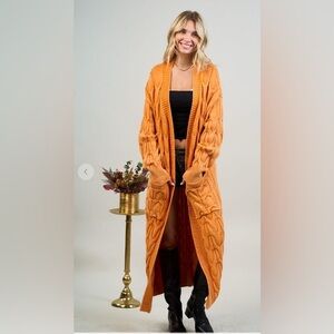 Orange Mineral Wash Oversized Cardigan
